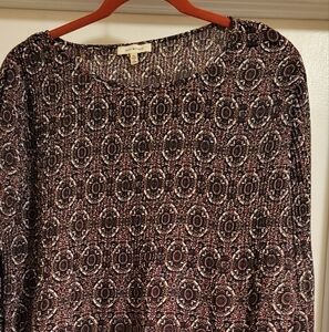 Max Studio floral print crepe pleated blouse top  Size XL